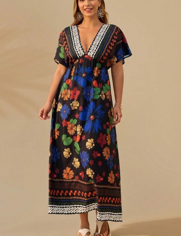 Rochie maxi Shein Curve+, mix culori