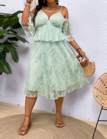 Rochie midi Shein Curve+, verde