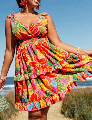 Rochie mini Shein Curve+, mix culori