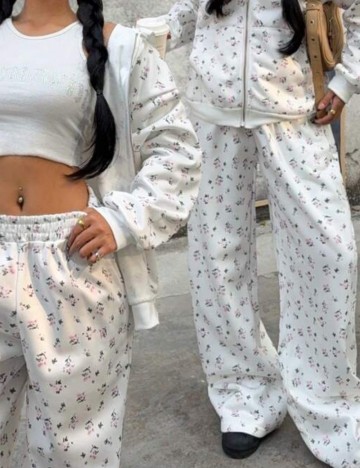 Pantaloni de trening Shein, alb