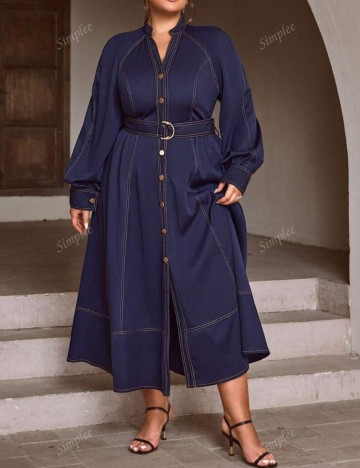 Rochie midi Shein Curve+, bleumarin