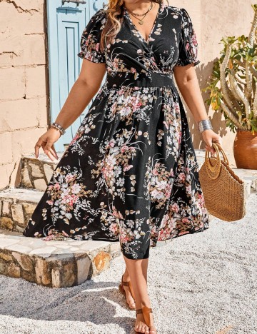 Rochie midi Shein Curve+, mix culori