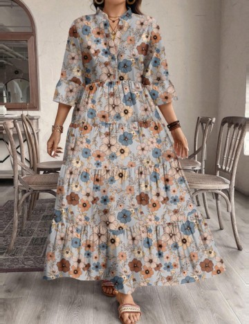 Rochie maxi Shein Curve+, mix culori