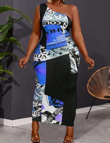 Rochie midi Shein Curve+, mix culori
