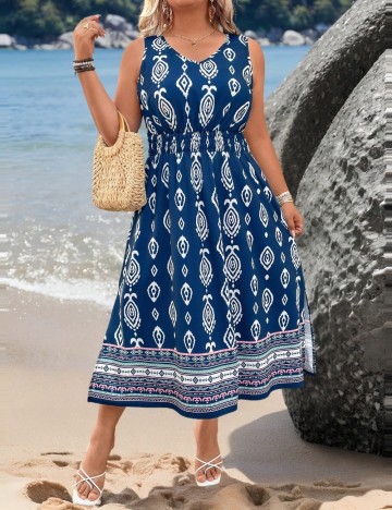 Rochie midi Shein Curve+, mix culori