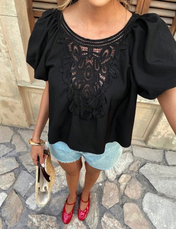 Cămașă cu mânecă scurtă Shein, negru