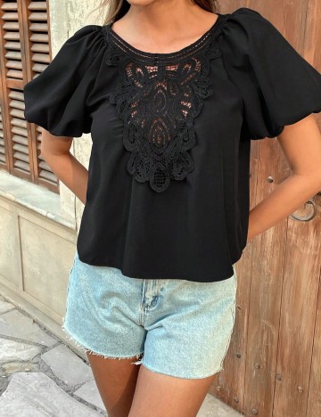 Cămașă cu mânecă scurtă Shein, negru