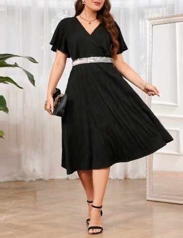 Rochie midi Shein Curve+, negru