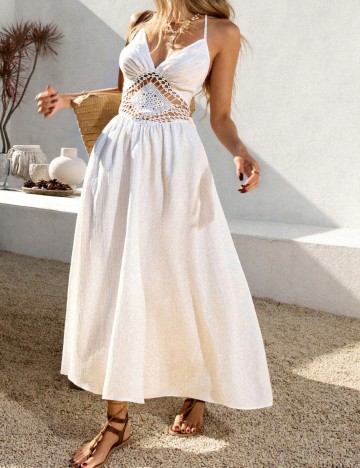 Rochie maxi Shein Curve+, alb