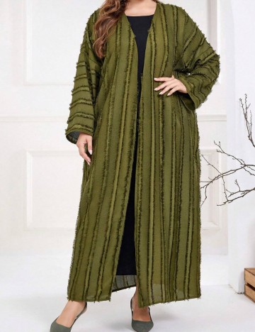 Cardigan lung Shein Curve+, verde