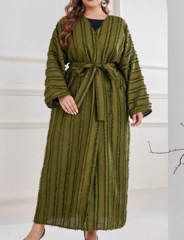 Cardigan lung Shein Curve+, verde