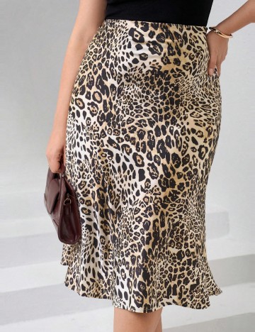 Fustă midi Shein Curve+, mix culori