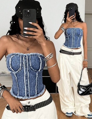 Top Shein, albastru