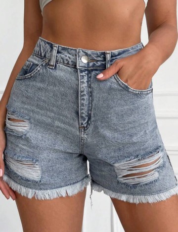 Pantaloni scurți de blugi Shein, albastru