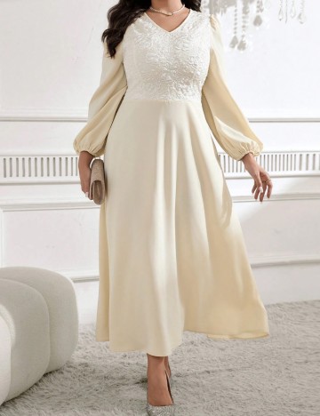 Rochie maxi Shein Curve+, crem