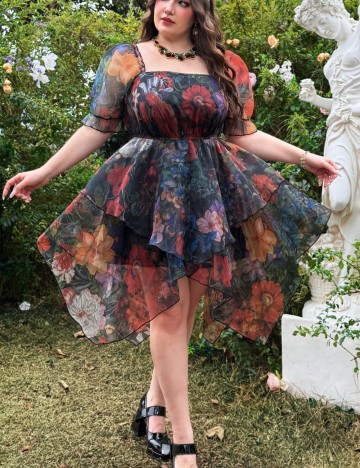 Rochie mini Shein Curve+, mix culori