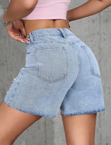 Pantaloni scurți de blugi Shein, albastru