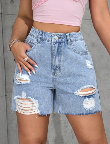 Pantaloni scurți de blugi Shein, albastru