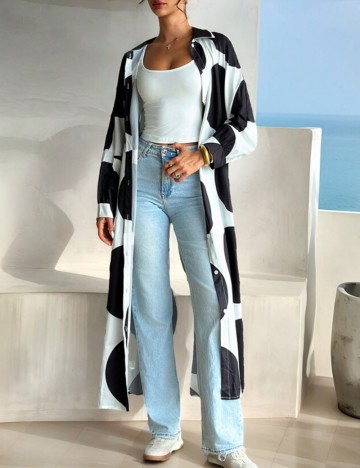 Cardigan lung Shein, mix culori