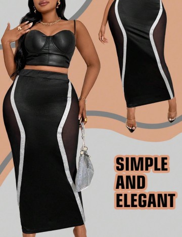 Fustă maxi Shein Curve+, negru