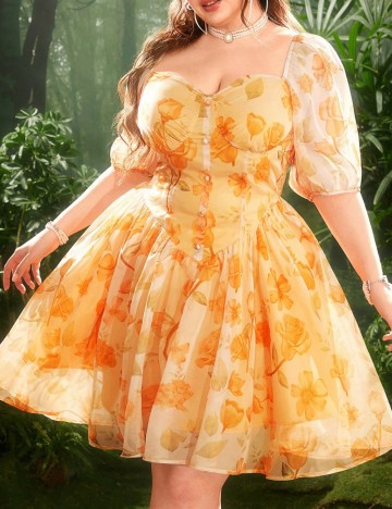 Rochie mini Shein Curve+, portocaliu