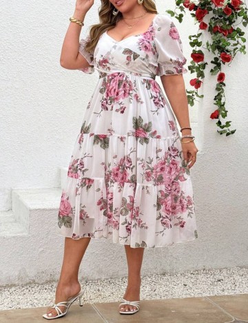 Rochie midi Shein Curve+, floral print