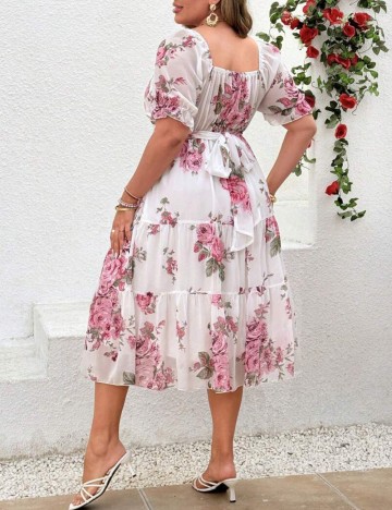 Rochie midi Shein Curve+, floral print