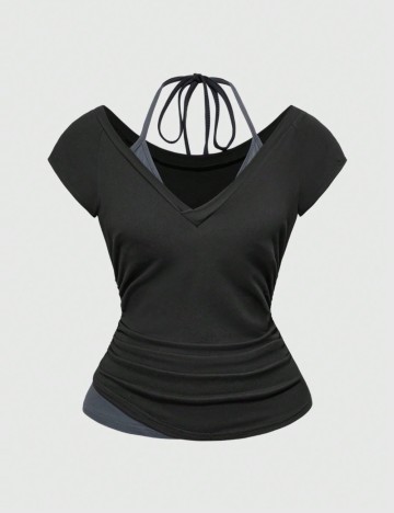 Tricou Romwe by Shein, negru