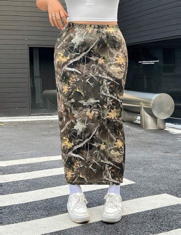 Fustă maxi Shein Curve+, mix culori