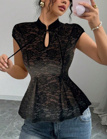 Cămașă cu mânecă scurtă Shein, negru
