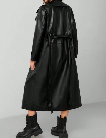 Trench imitație de piele Shein, negru