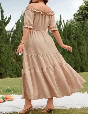 Rochie maxi Shein Curve+, bej