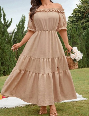 Rochie maxi Shein Curve+, bej