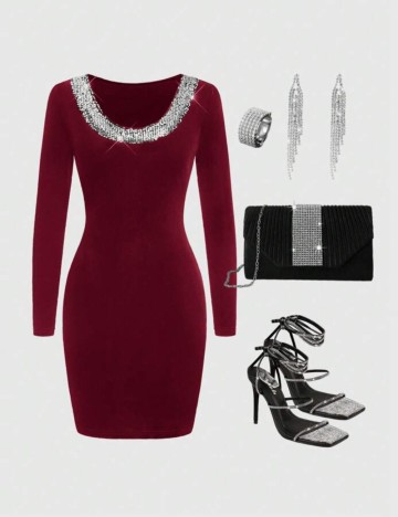 Rochie midi Shein, vișiniu