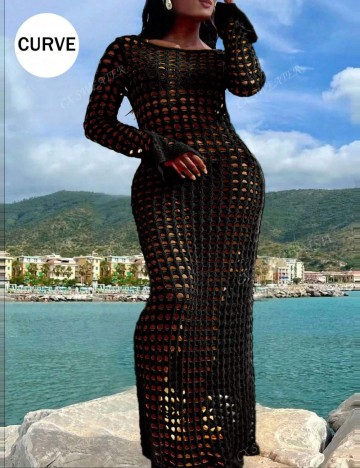 Rochie de plajă Shein Curve+, negru