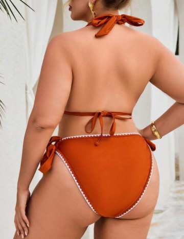 Costum de baie Shein Curve+, cărămiziu
