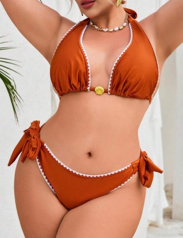 Costum de baie Shein Curve+, cărămiziu