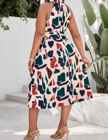 Rochie midi Shein Curve+, mix culori