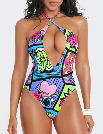 Costum de baie întreg Shein, mix culori
