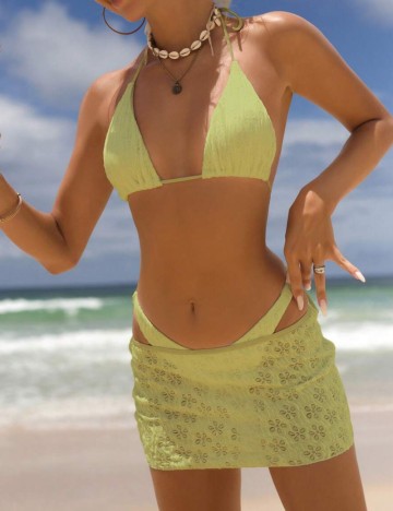 Set costum de baie și fustă Shein, verde