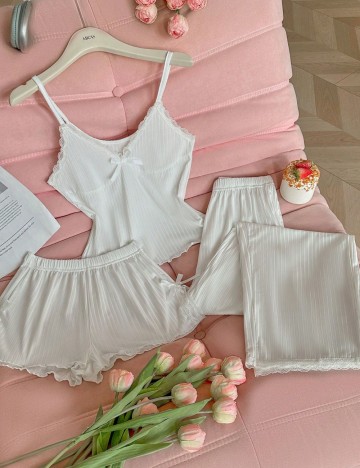 Compleu pijamale Shein, alb