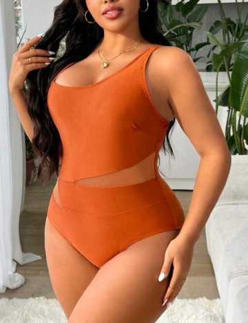 Costum de baie întreg Shein Curve+, cărămiziu