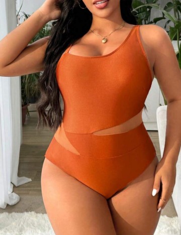 Costum de baie întreg Shein Curve+, cărămiziu