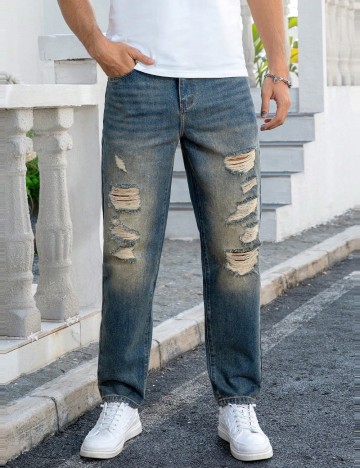 Jeans MANFINITY by Shein, albastru