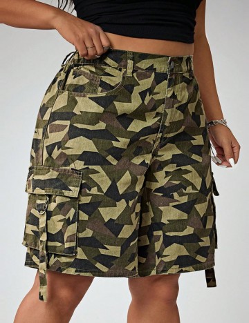 Pantaloni scurți Shein Curve+, verde