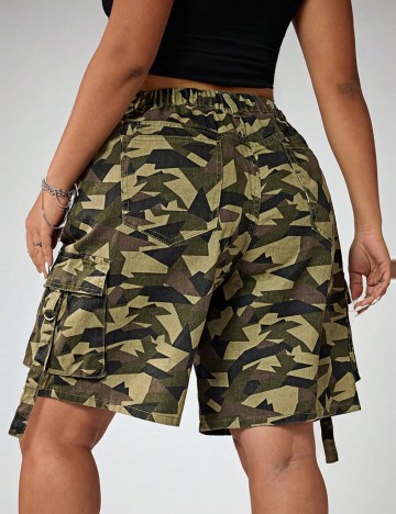Pantaloni scurți Shein Curve+, verde