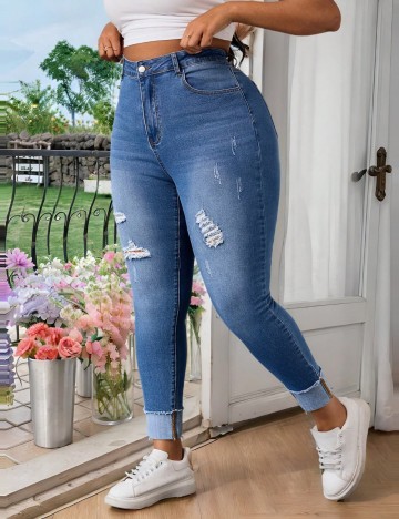Jeans Shein Curve+, albastru