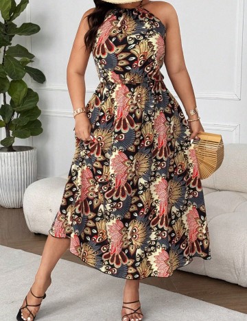 Rochie maxi Shein Curve+, mix culori