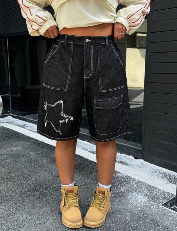 Pantaloni scurți Shein Curve+, negru