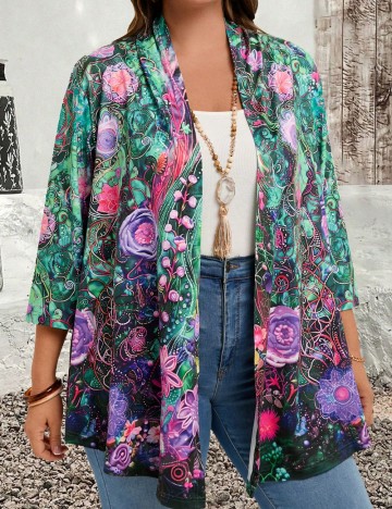 Cardigan Shein Curve+, mix culori